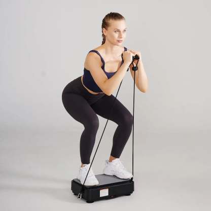 Black Whole Body Vibration Plate with tension ropes