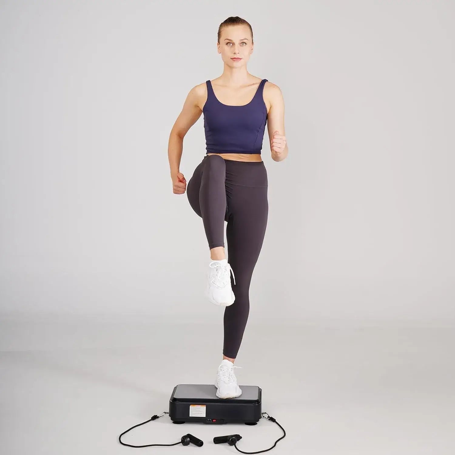 Black Whole Body Vibration Plate with tension ropes