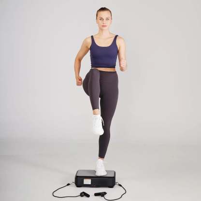 Black Whole Body Vibration Plate with tension ropes