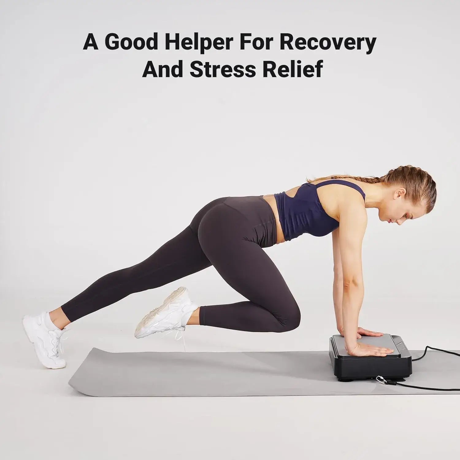 Black Whole Body Vibration Plate with tension ropes