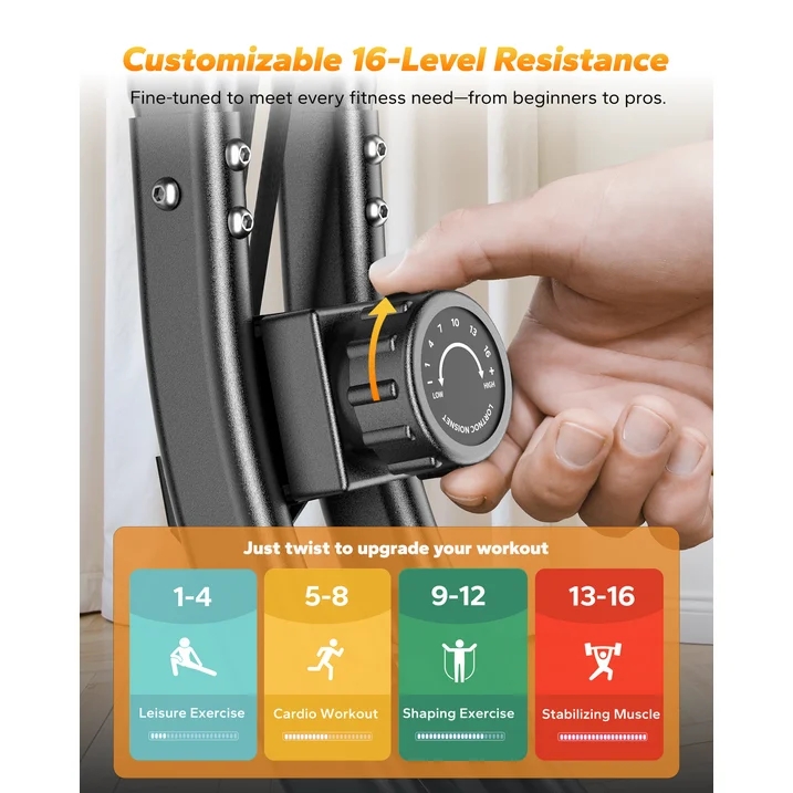 MERACH Folding Exercise Bike, 4 in 1 Magnetic Upright Bike with 16 Levels of Resistance for Home Indoor Cardio Workout Max Weight 300 lbs