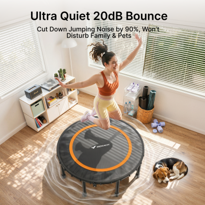 MERACH 48" Fitness Trampoline with Bungees, Foldable Mini Trampoline, 440 lbs Capacity