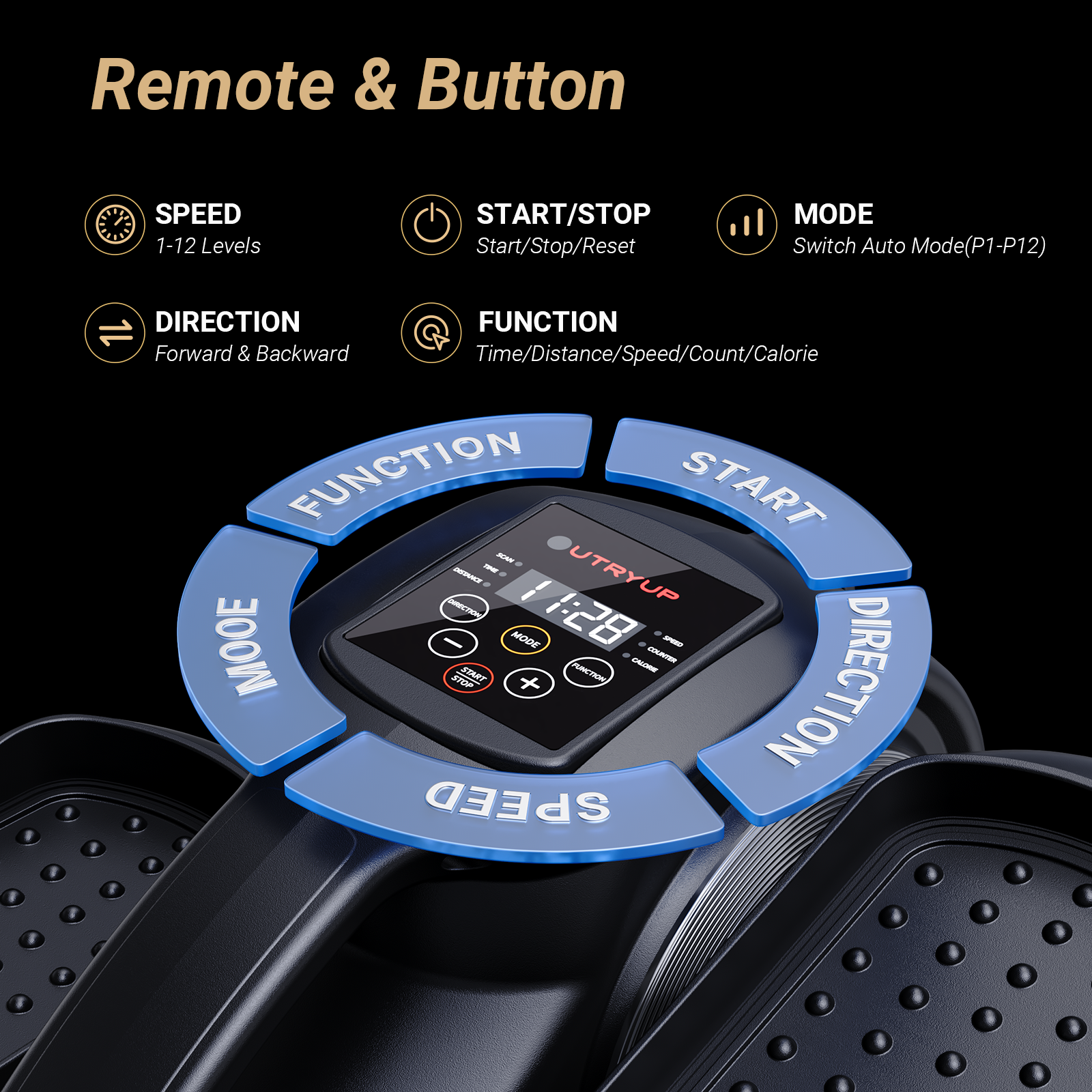 UTRYUP Under Desk Elliptical Machine for Seniors, Ellipse Leg Exerciser with Remote Control, 12-Speed Adjustable for Home Office Use