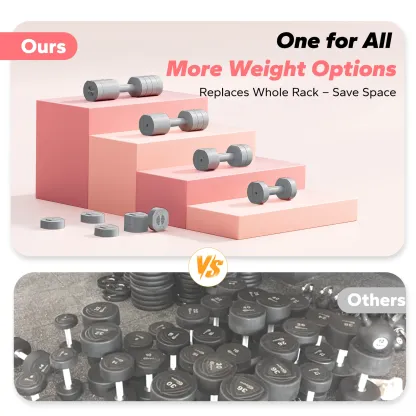 MERACH 4-in-1 Adjustable Dumbbells, 2-Pack, Each 2.2/4.4/6.6/8.8 lbs, Hand Weights for Women, for Home Fitness Training, Gray