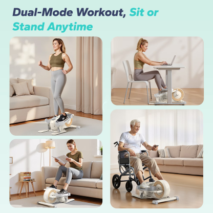 MERACH Under Desk Elliptical, Leg Exerciser While Sitting for Seniors with 8-Level Resistance, Quiet Portable 2-in-1 Seated & Standing Pedal Exerciser Equipment for Home Office