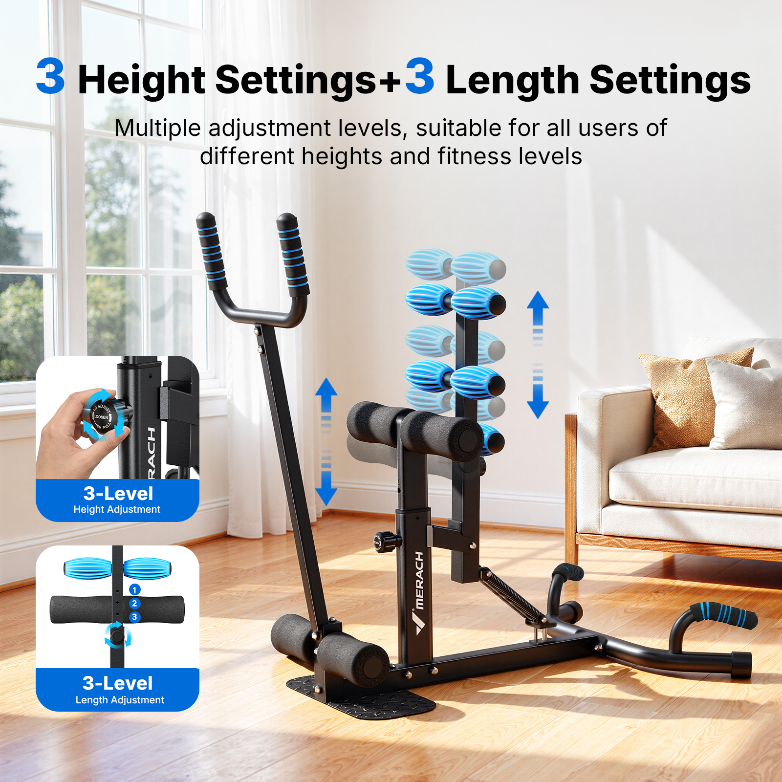 MERACH Deep Squat Machine with Handle, Adjustable Squat Assist Trainer for Home Gym, Hold up to 350lbs