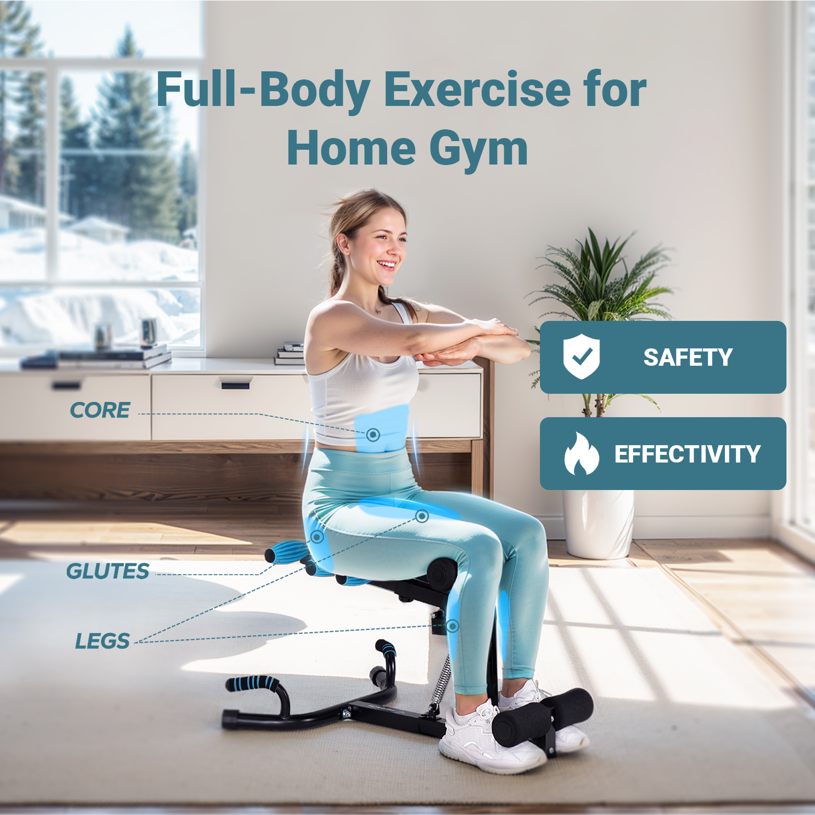 MERACH Adjustable Glutes Trainer & Deep Squat Machine - Core Leg Strengthener for Gym Workouts