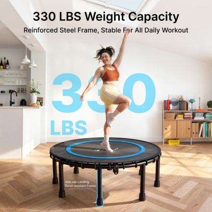 MERACH 48" Mini Trampoline for Adults, Fitness Rebounder with Bungees, 440 lbs Capacity