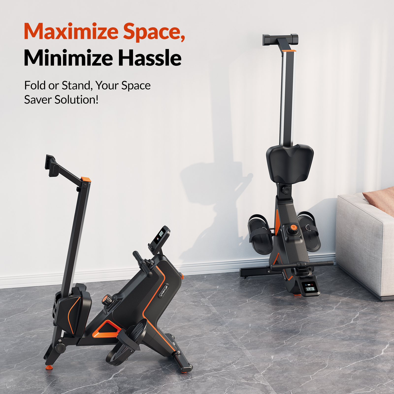 UTRYUP Magnetic Rowing Machines for Home, 16 Levels of Quiet Resistance Foldable Compact Rowing Machine 350 LB Weight Capacity with Bluetooth, App Supported, Tablet Holder