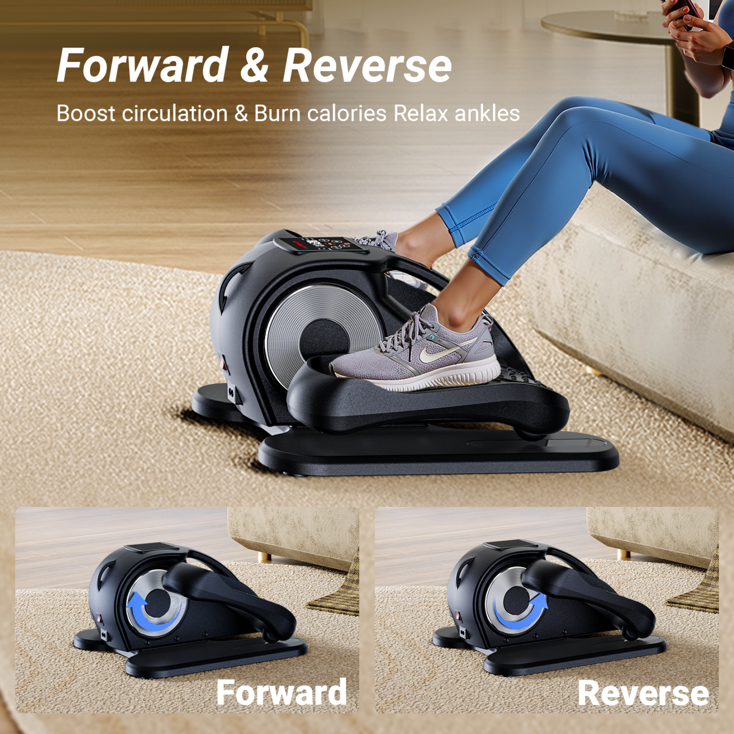 UTRYUP Under Desk Elliptical Machine for Seniors, Ellipse Leg Exerciser with Remote Control, 12-Speed Adjustable for Home Office Use