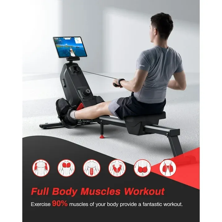 UTRYUP Magnetic Rowing Machines for Home, 16 Levels of Quiet Resistance Foldable Compact Rowing Machine 350 LB Weight Capacity with Bluetooth, App Supported, Tablet Holder