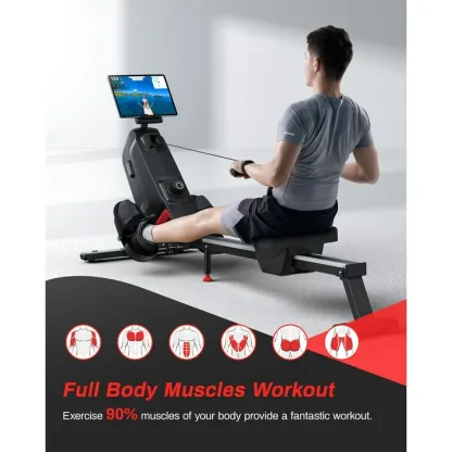 UTRYUP Magnetic Rowing Machines for Home, 16 Levels of Quiet Resistance Foldable Compact Rowing Machine 350 LB Weight Capacity with Bluetooth, App Supported, Tablet Holder