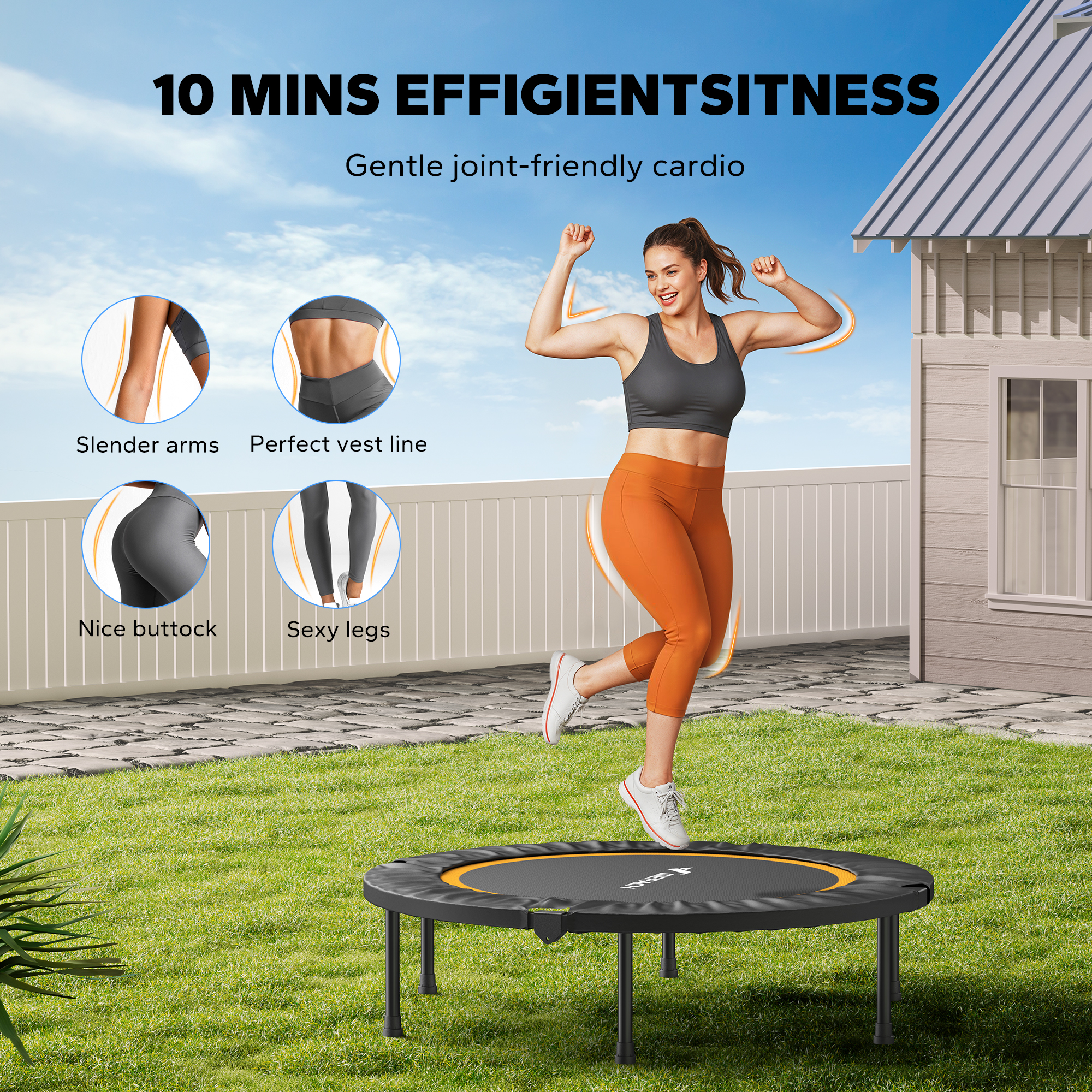 MERACH 40" Foldable Mini Trampoline, Fitness Rebounder Exercise Trampoline for Adults/kids Indoor/Garden Workout