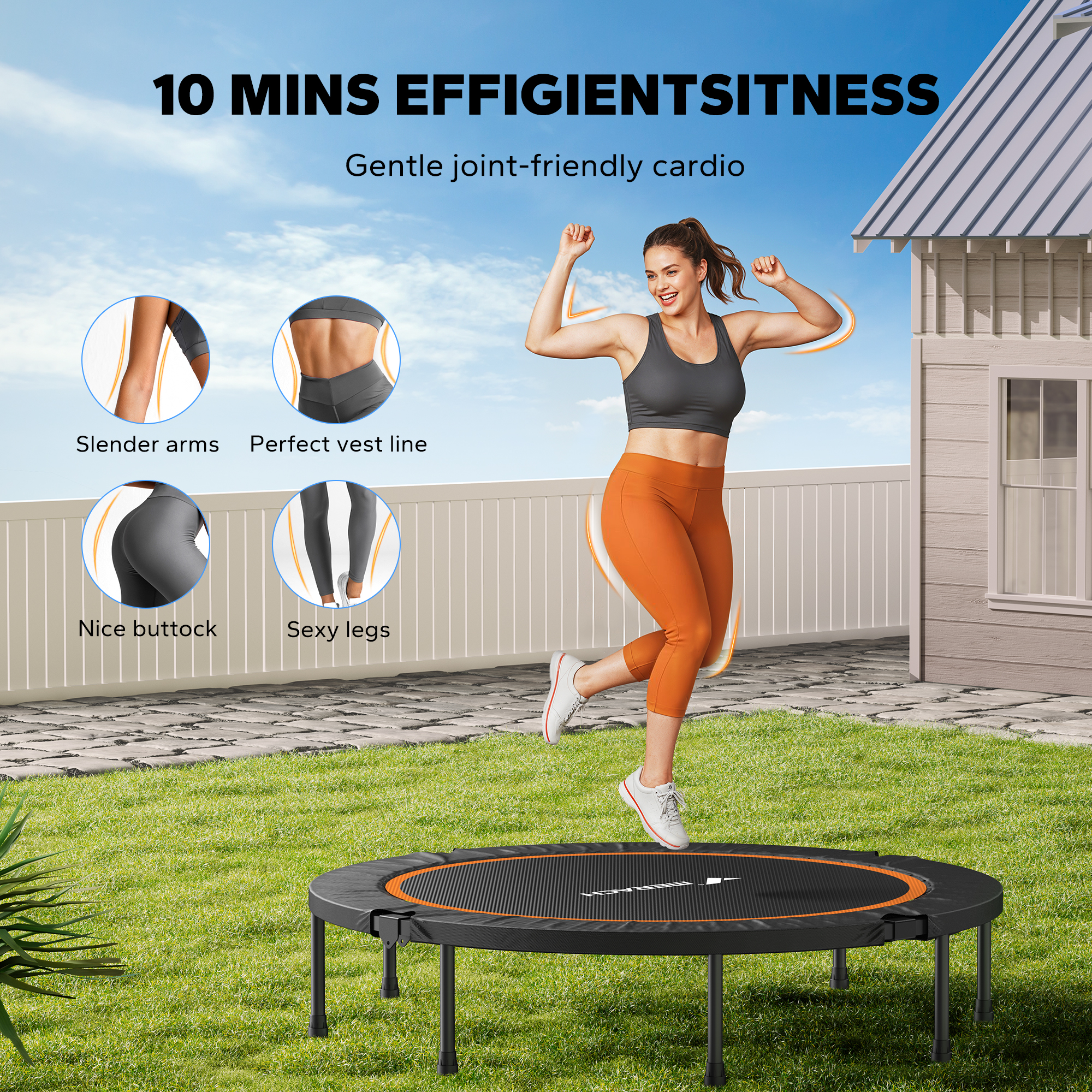 MERACH 48" Foldable Mini Trampoline, Fitness Rebounder Exercise Trampoline for Adults/kids Indoor/Garden Workout