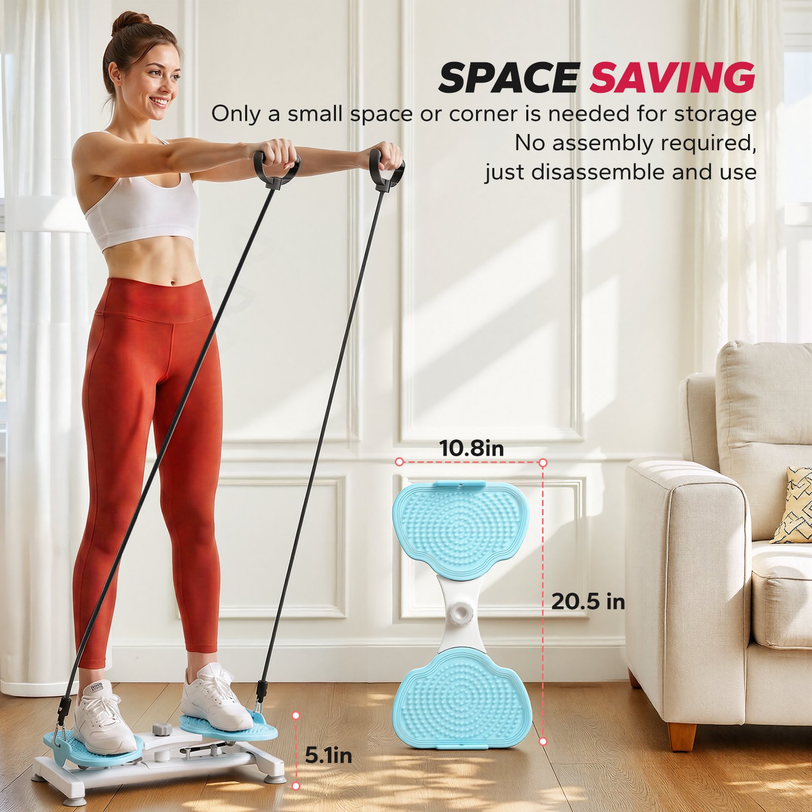 MERACH Slim Waist Twister, Silent Ab Toner for Women, 300 lbs Capacity, Core Workout Board for Home Gym, Blue