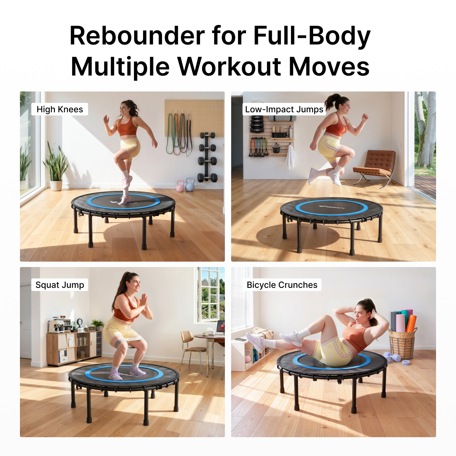 MERACH 40" Mini Trampoline for Adults, Fitness Rebounder with Bungees, 330 lbs Capacity