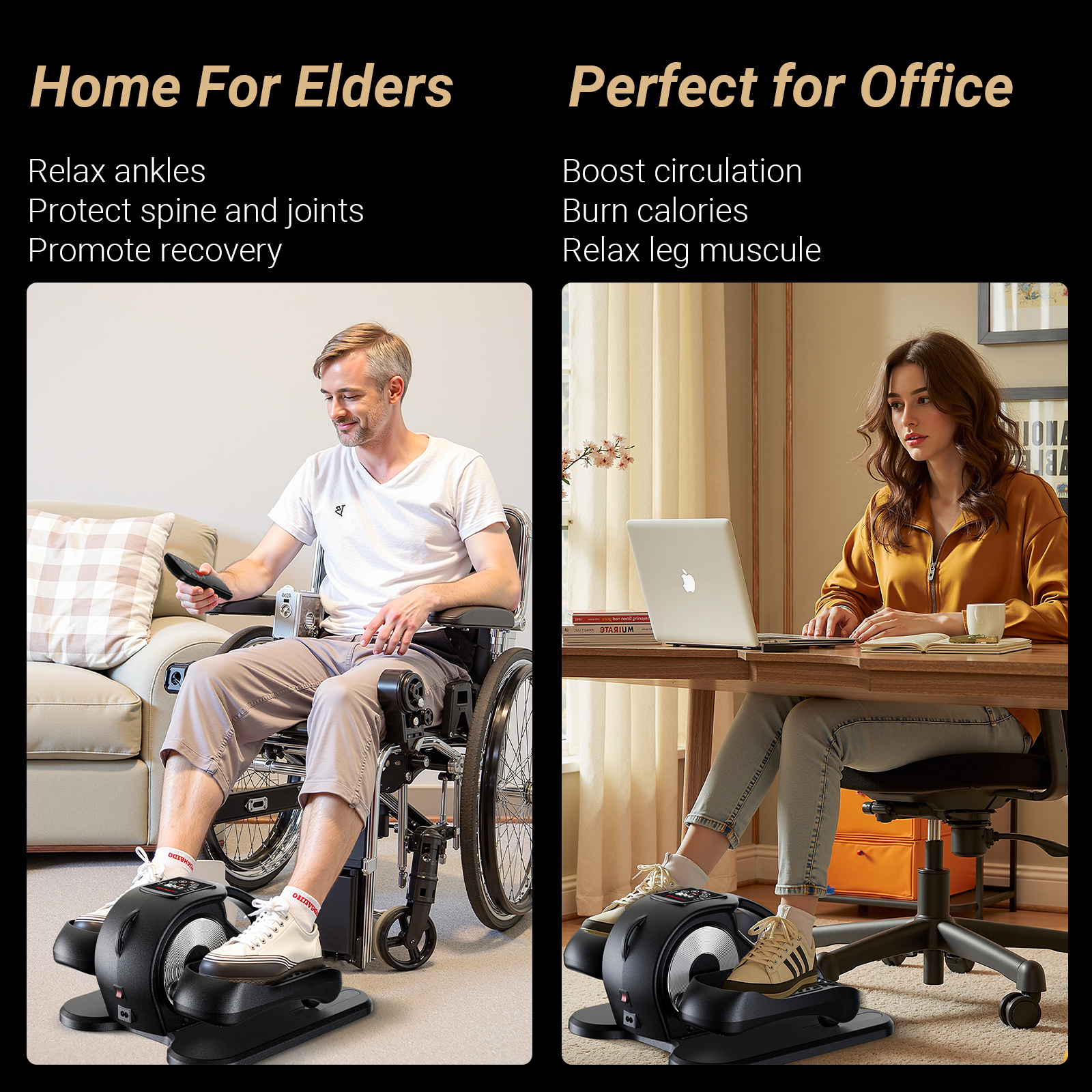 UTRYUP Under Desk Elliptical Machine for Seniors, Ellipse Leg Exerciser with Remote Control, 12-Speed Adjustable for Home Office Use