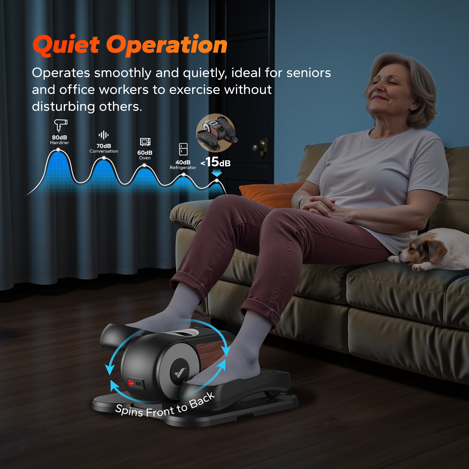 MERACH Compact Under Desk Elliptical Machine, Quiet & Portable Ellipse Leg Exerciser while Sitting, with Adjustable Speed, Electric Ellipticals Exercise Equipment for Home or Office