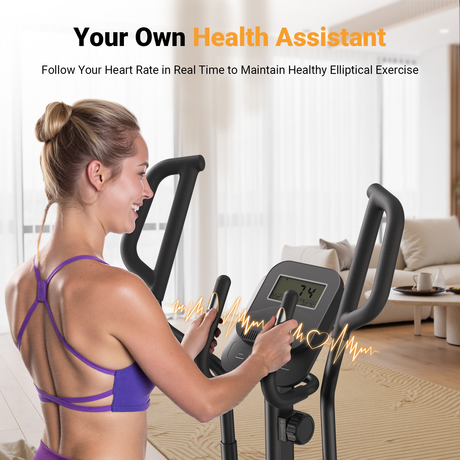 MERACH Elliptical Machine, Elliptical Exercise Machine with 18.5IN Stride, Hyper-Quiet Magnetic Drive System, Elliptical Trainer with 8 Resistance Levels, 400LBS Loading Capacity