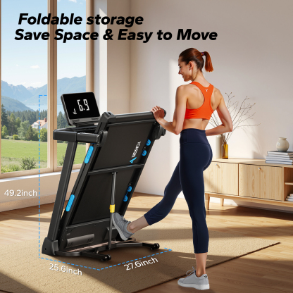 MERACH Foldable Treadmill with Incline, Treadmills for Home Foldable, 6% Incline Treadmill for Heavy People, 0.8-12km/H Walking Pad for Home & Office, Save Space Walking Treadmill, LED Display, APP