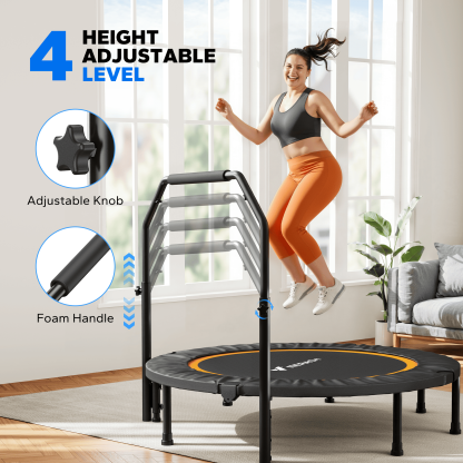 MERACH 48" Mini Trampoline with Handle, Foldable Fitness Rebounder for Adults and Kids, 450 lbs Capacity