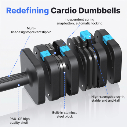 MERACH Adjustable Dumbbell Set, 5 in 1 Free Hand Weights for Home Gym, 25 lbs, Set of 2, Black&Blue