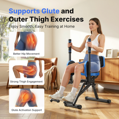 MERACH Hip Abductor Machine, Glute & Leg Workout Equipment Trainer for Home Gym, 330lbs Weight Capacity, Black & Blue
