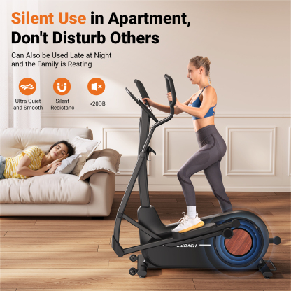 MERACH Elliptical Machine, Self-Powered System Elliptical Exercise Machine with 18.5" Stride, 16-Level Resistance, Ultra-Quiet Magnetic Drive System, 400LB Weight Capacity for Home Gyms