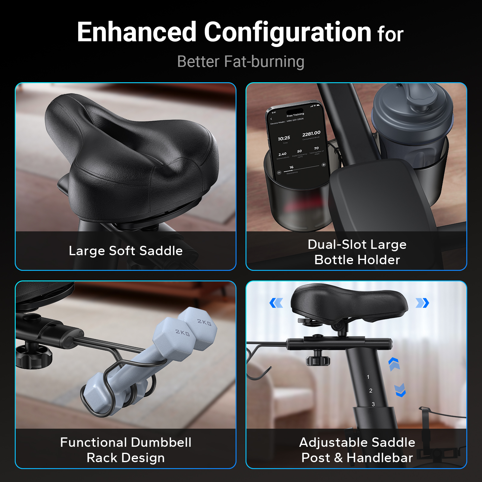 MERACH Stationary Exercise Bike with 1080P HD screen Low Noise for Indoor Workout Cycling Bike with 330lbs Weight Capacity Flywheel Weight 40lbs