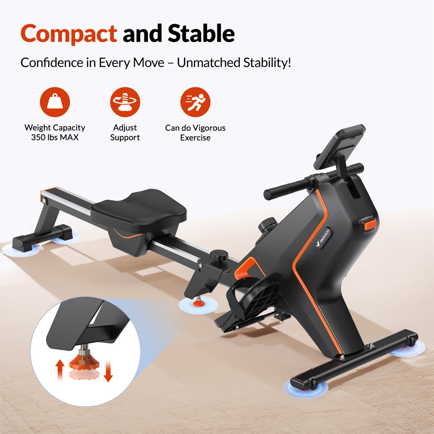 MERACH Foldable Magnetic Rowing Machine 350lbs Weight Capacity, 16 Levels Resistance Quiet Rower with Bluetooth for Home Workout