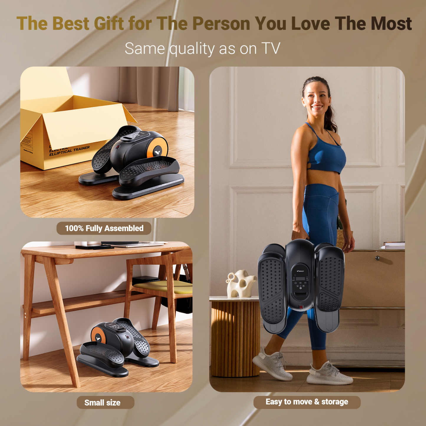 Under Desk Elliptical Machine, Ellipse Leg Exerciser with Remote Control for Home Use