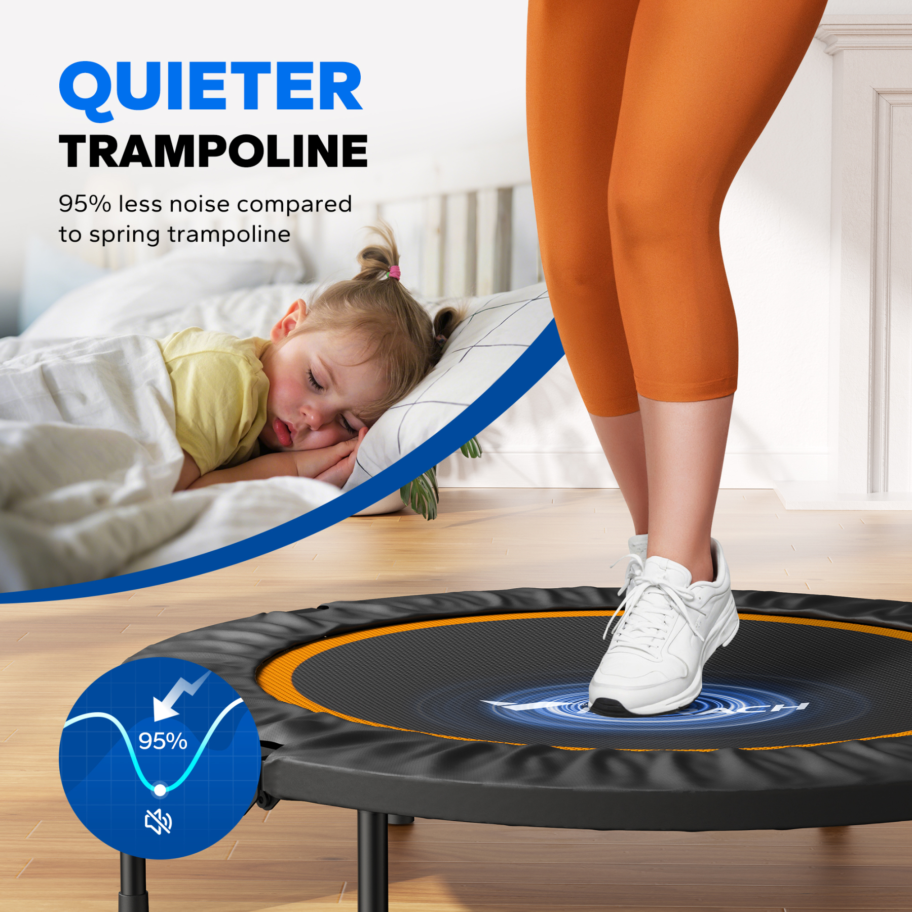 MERACH 40" Foldable Mini Trampoline, Fitness Rebounder Exercise Trampoline for Adults/kids Indoor/Garden Workout