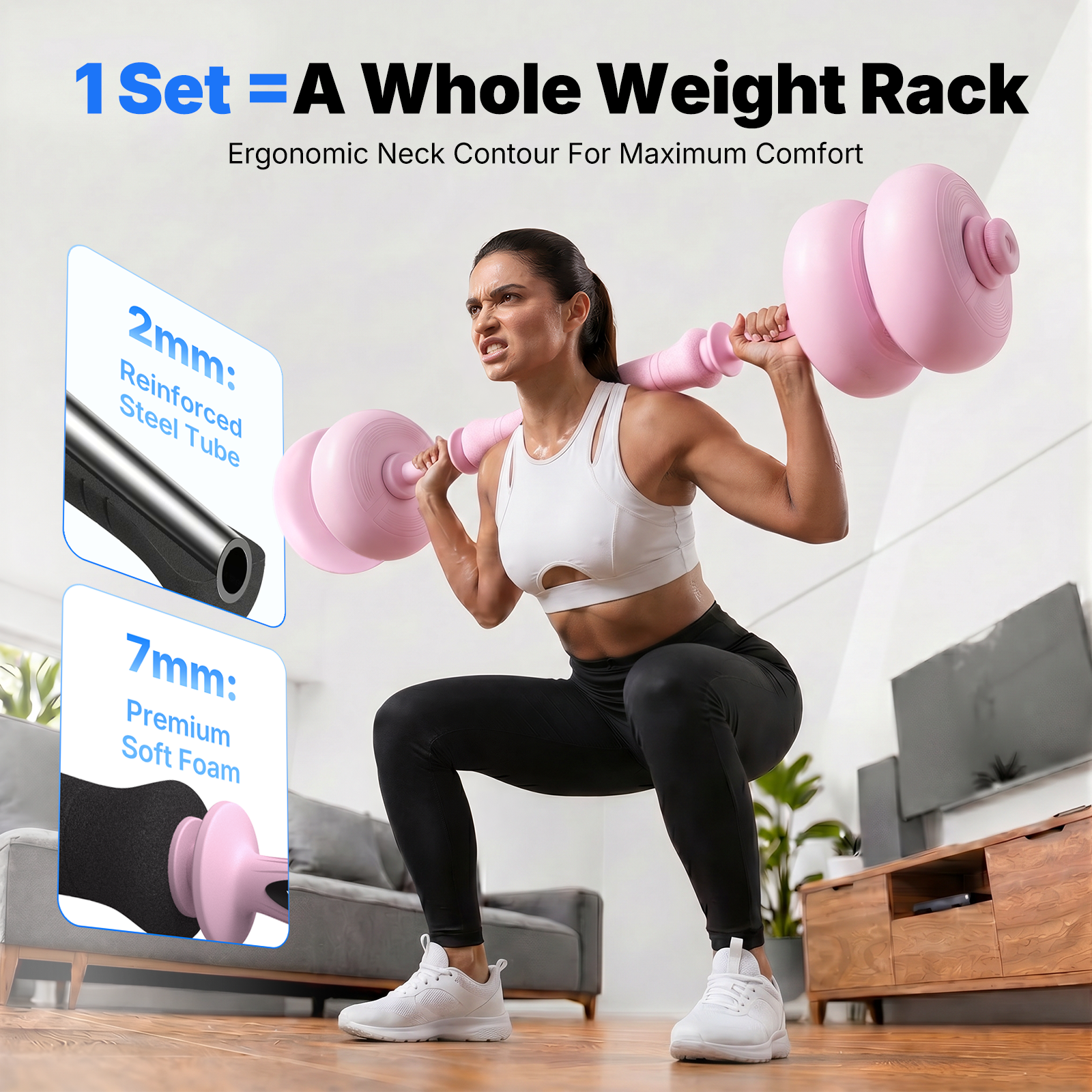 MERACH Adjustable Soft Dumbbell Set, Kettlebells and Barbell Weight Set for Home Gym, 45lbs