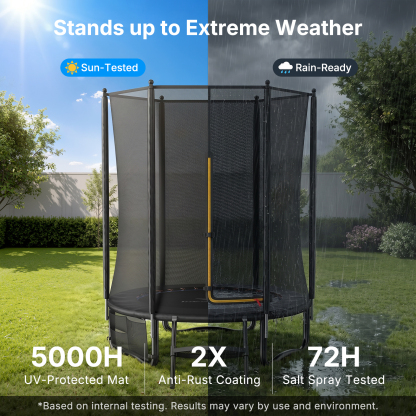 MERACH 6FT Trampoline for Kids with Enclosure, Ladder, Lights & Sprinkler, Outdoor Mini Trampoline for Small Backyard