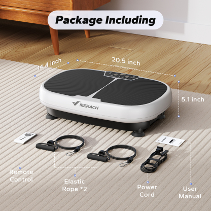 MERACH Vibration Plate Exercise Machine, Lymphatic Drainage Machine, Whole Body Workout Vibration Platform w/ 2 Resistance Bands for Weight Loss, Toning & Wellness