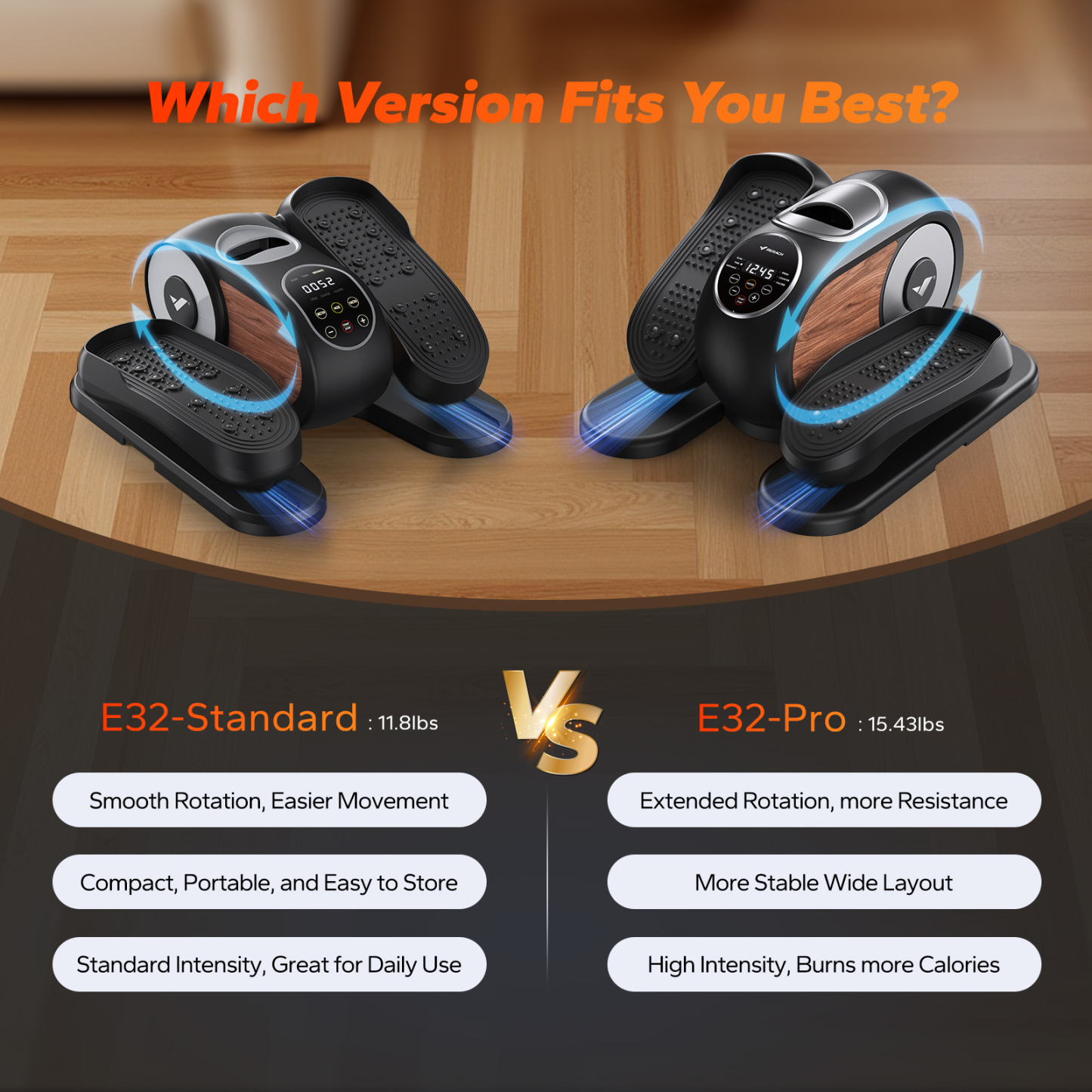 MERACH Compact Under Desk Elliptical Machine, Quiet & Portable Ellipse Leg Exerciser while Sitting, with Adjustable Speed, Electric Ellipticals Exercise Equipment for Home or Office