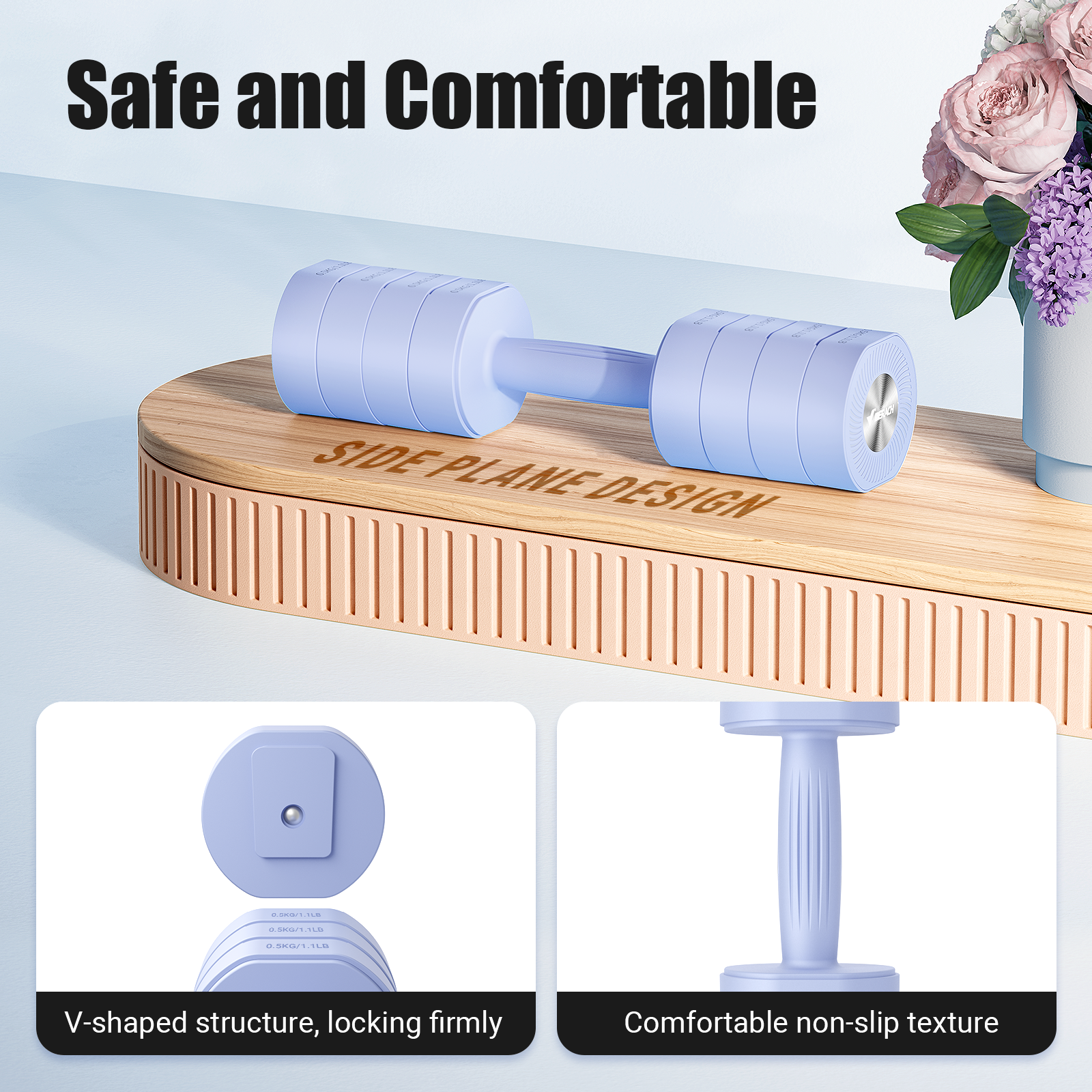 MERACH 8.8 lbs Adjustable Dumbbells Set of 2, 4-in-1 Free Weights for Women, Hand Weights for Home Gym, Blue