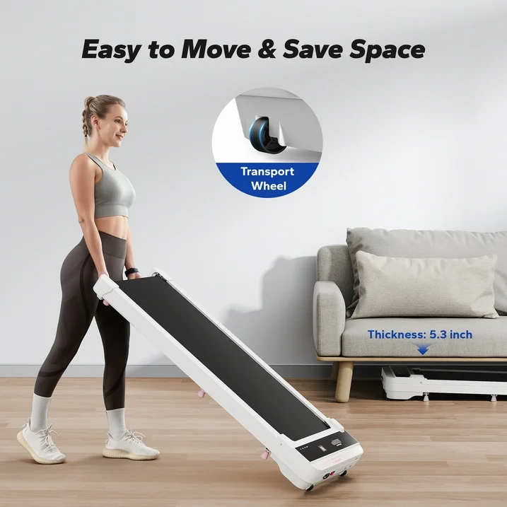 MERACH Walking Pad Treadmill 2.25Hp Ultra-Quiet Under Desk Treadmill 2 in 1 Walking and Jogging with LED Display,0.6-3.8 MPH,White