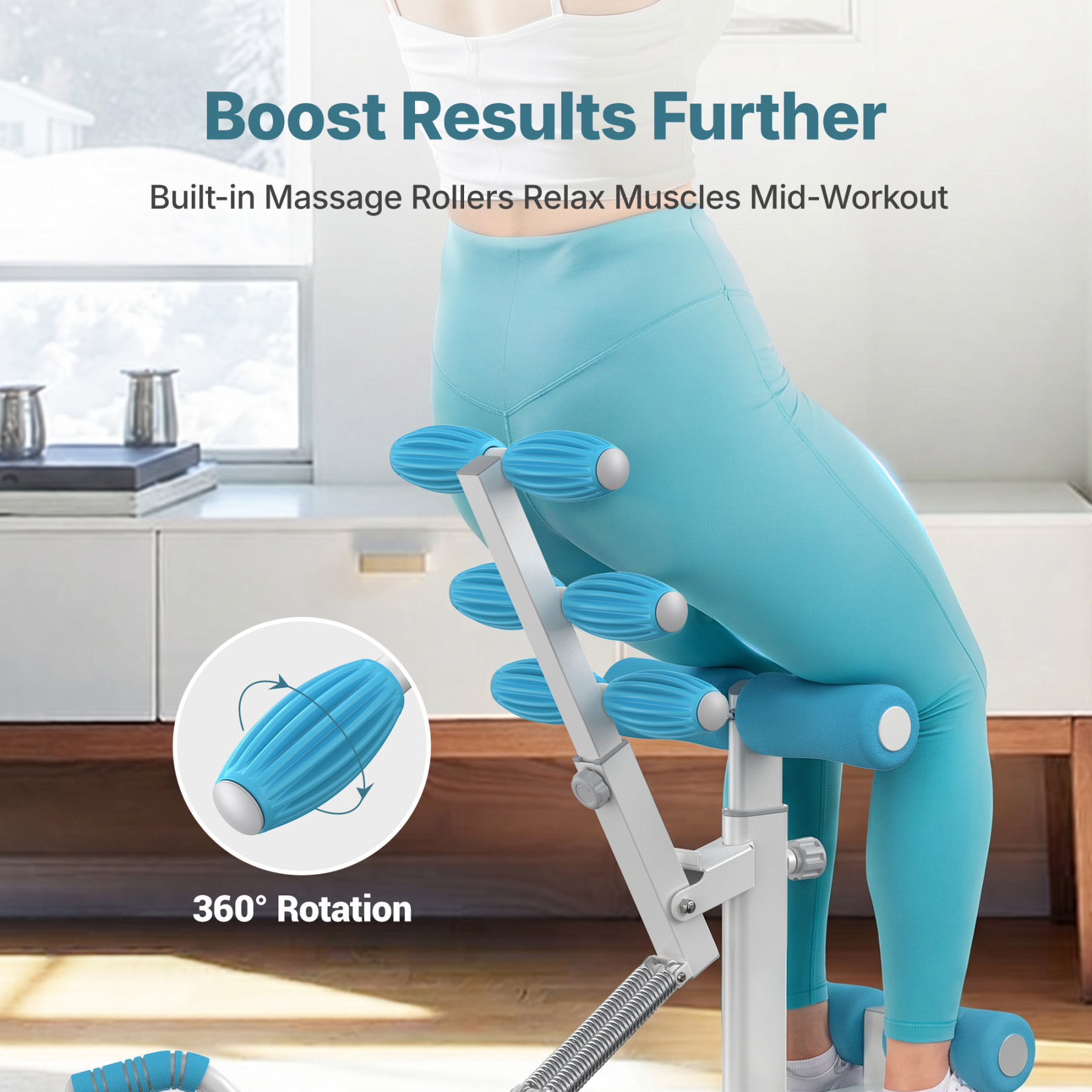 MERACH 350lbs Capacity Deep Squat Machine for Glutes Workout, Adjustable Glutes Trainer for Home Gym, White&Blue