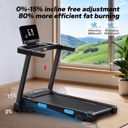 MERACH Folding Treadmill with 15% Auto Incline, Fitness Treadmill for Home with APP, 300 lbs Capacity