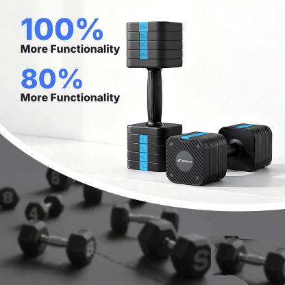 MERACH Adjustable Dumbbell Set, 5 in 1 Free Hand Weights for Home Gym, 25 lbs, Set of 2, Black&Blue