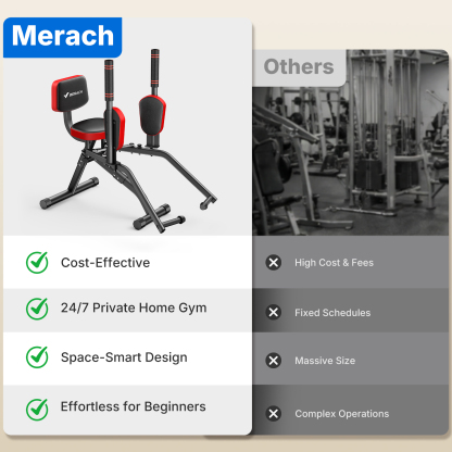 MERACH Hip Abductor Machine, Glute & Leg Workout Equipment Trainer for Home Gym, 330lbs Weight Capacity, Black & Red