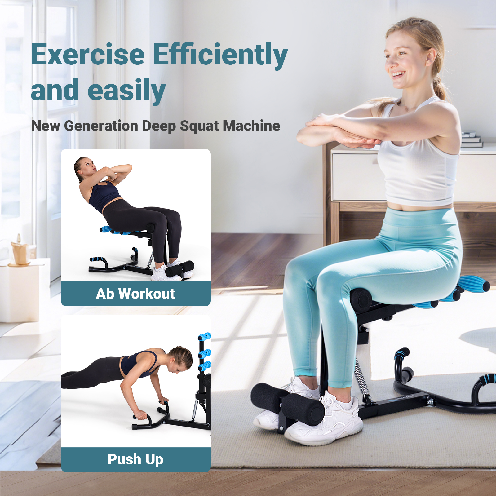 MERACH Adjustable Glutes Trainer & Deep Squat Machine - Core Leg Strengthener for Gym Workouts