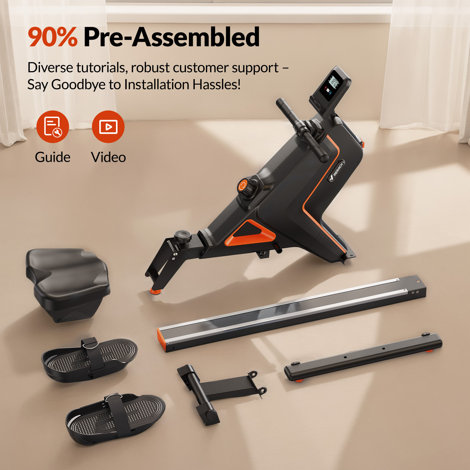 MERACH Foldable Magnetic Rowing Machine 350lbs Weight Capacity, 16 Levels Resistance Quiet Rower with Bluetooth for Home Workout