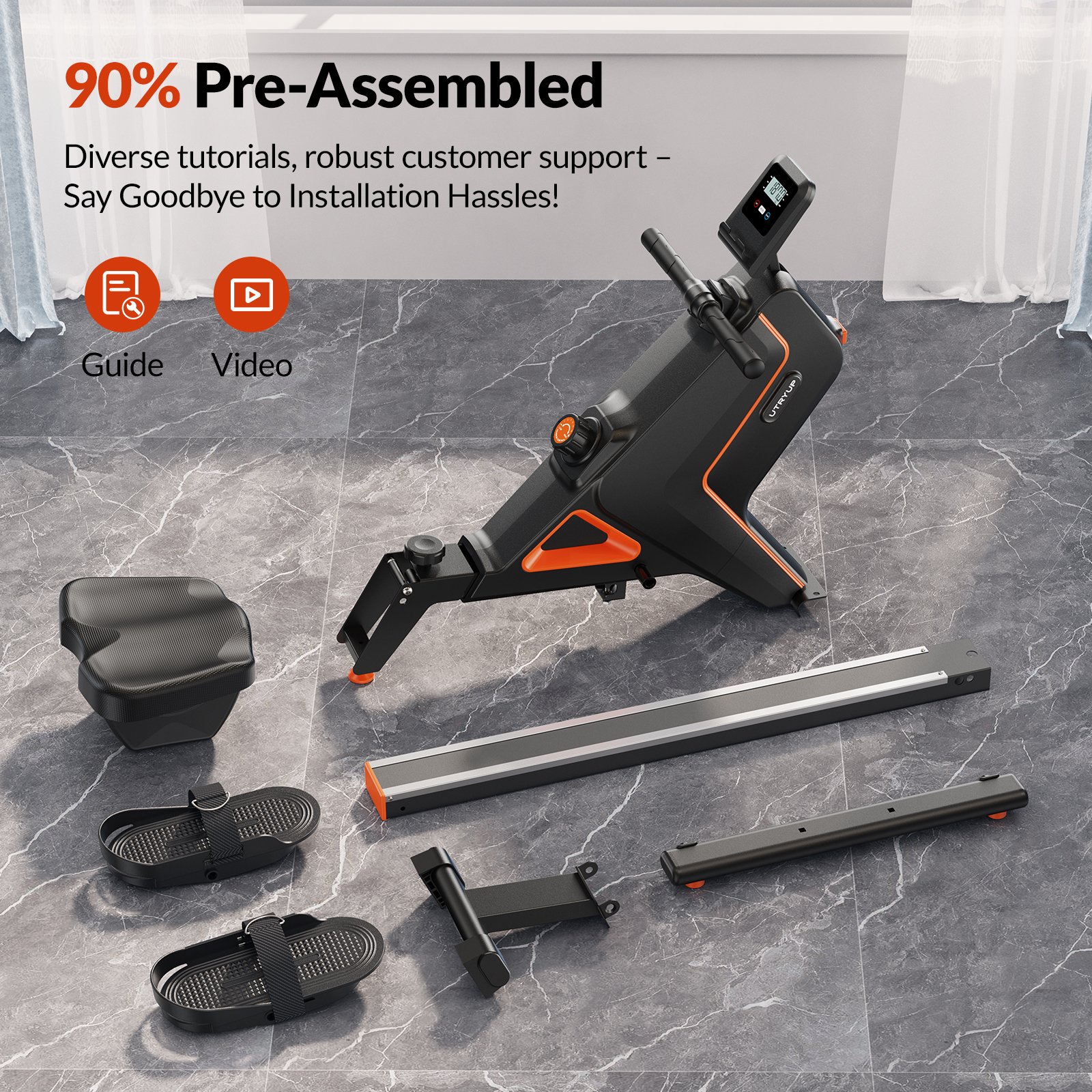 UTRYUP Magnetic Rowing Machines for Home, 16 Levels of Quiet Resistance Foldable Compact Rowing Machine 350 LB Weight Capacity with Bluetooth, App Supported, Tablet Holder