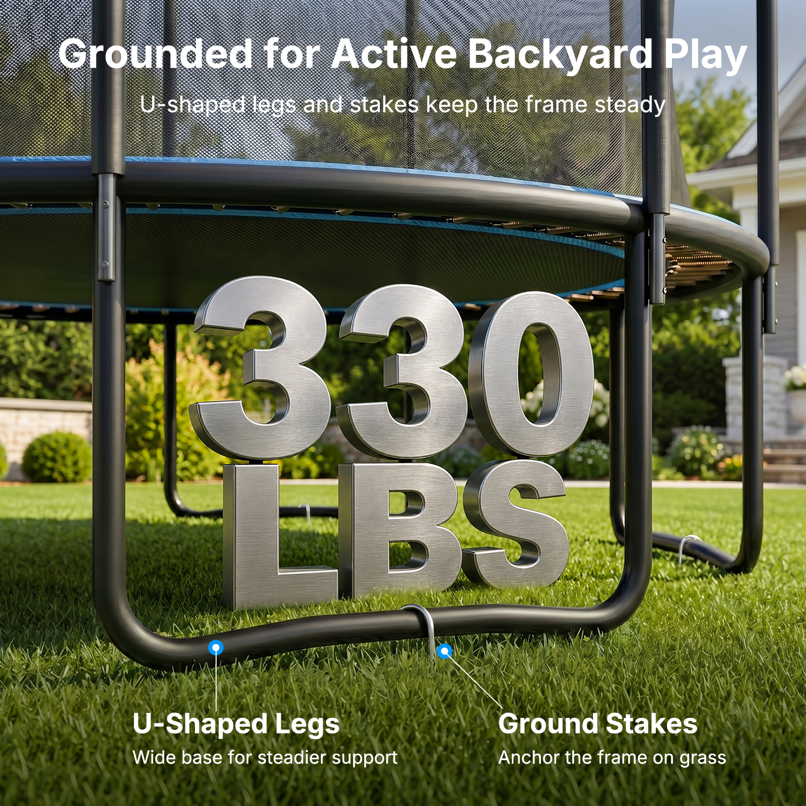 MERACH 10FT Trampoline with Enclosure for Backyard, Heavy Duty Outdoor Trampoline with Ladder, Lights & Sprinkler for Kids & Adults