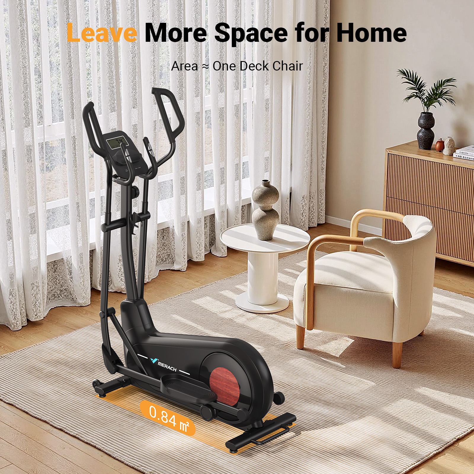 MERACH Elliptical Machine, Elliptical Exercise Machine with 18.5IN Stride, Hyper-Quiet Magnetic Drive System, Elliptical Trainer with 8 Resistance Levels, 400LBS Loading Capacity