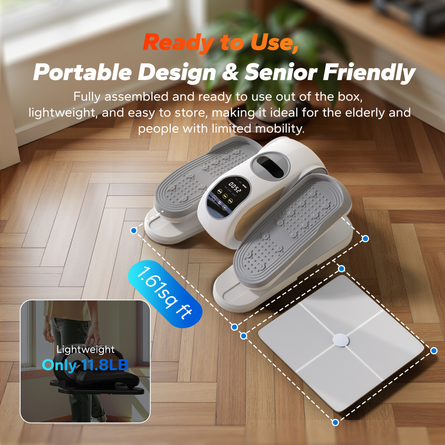 MERACH Under Desk Elliptical Machine, Compact, Quiet & Portable Seated Pedal Exerciser with Adjustable Speed, LED Display, Ideal Mini Ellipticals Elliptical Trainers for Home or Office