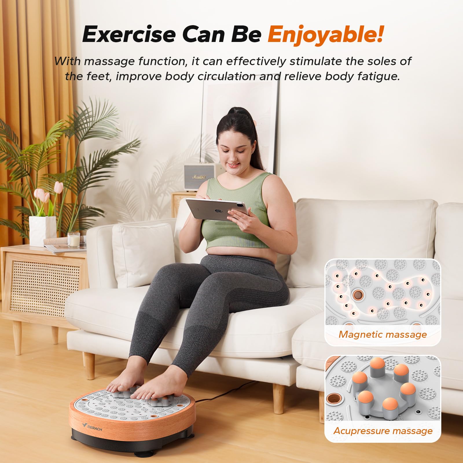 MERACH Foot Massager Vibration Plate Exercise Machine, Helps Relieves Leg Fatigue