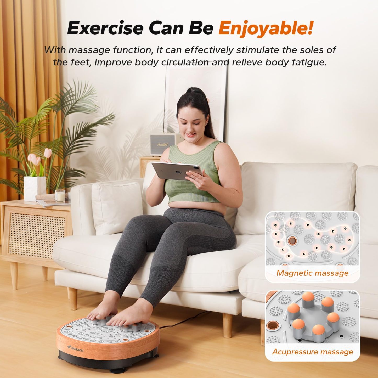 MERACH Foot Massager Vibration Plate Exercise Machine, Helps Relieves Leg Fatigue